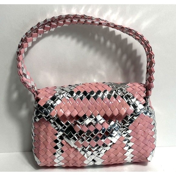 Handmade Purse Made from Duck Tape - Pink and Silver Purse - Unique and Useful - Picture 1 of 7
